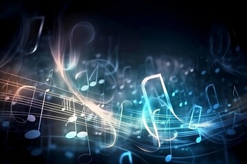 Obraz premium Abstract Musical Notes. A Glowing Background Illustration with Melodic Light and Wallpaper