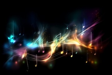Fototapeta premium Abstract Musical Notes. A Glowing Background Illustration with Melodic Light and Wallpaper