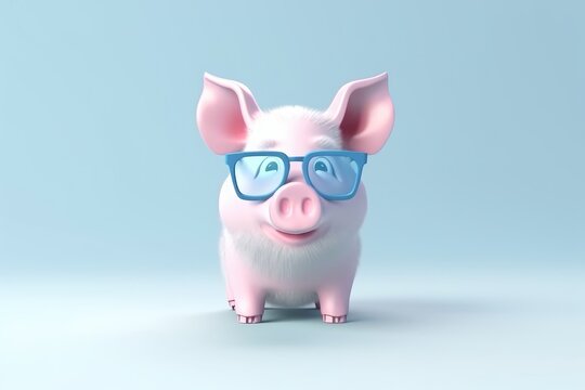 Cute baby animal wearing sunglasses on a colored background. Generative AI