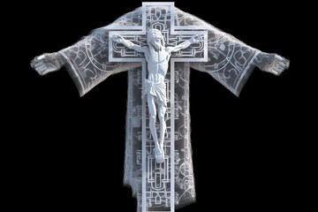The Cross of Jesus with White Garment. Generative AI