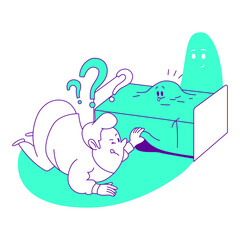 Man looking under the bed