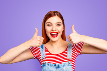 People person facial expression concept. Close up photo portrait of pretty funny funky charming...