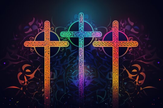 Vector illustration of Good Friday Easter Day Crosses. Generative AI
