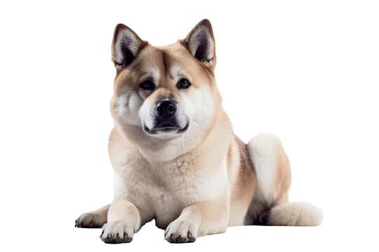 Akita Dog on isolated transparent background, png. Generative AI