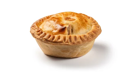 Fotobehang Meat pie isolated on white background,  Created using generative AI tools. © © Raymond Orton