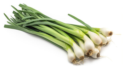 Green onion isolated on the white background, Created using generative AI tools.