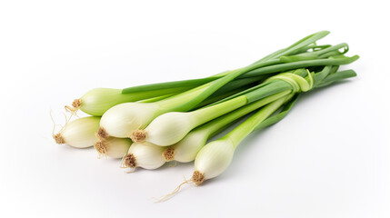 Green onion isolated on the white background, Created using generative AI tools.