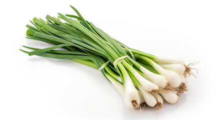 Green onion isolated on the white background, Created using generative AI tools.