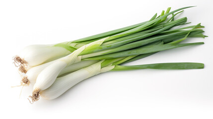 Obraz premium Green onion isolated on the white background, Created using generative AI tools.