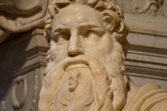 Detail of the face of Michelangelo's Moses