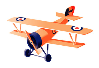 Vector illustration of an old biplan. Isolated plane on a white background.