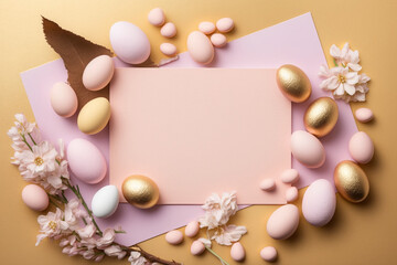 Obraz na płótnie Canvas Holiday Easter card with eggs
