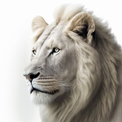 white lion realistic 4K white background