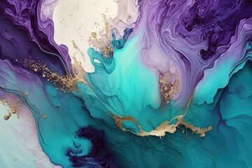 Natural luxury abstract fluid art painting in alcohol ink technique. Marble alcohol ink drawing effect. Generative AI.