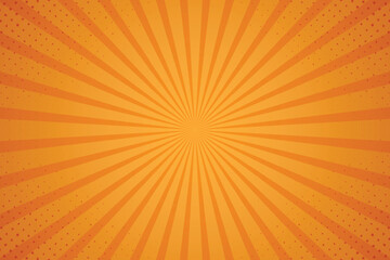 Orange Sunburst Pattern Background With Color Halftone. Rays. Radial. Summer Banner. Vector Illustration