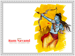 Traditional Happy Ram navami festival celebration greeting card