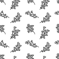 Vector outline illustration with wildflowers on the seamless pattern for background, wallpaper, wrapping pape, fabric.