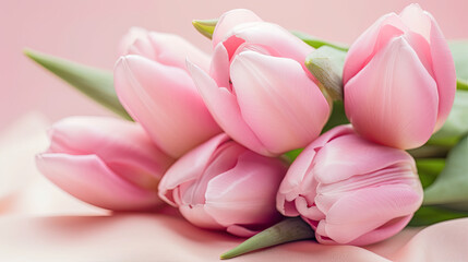 Fototapeta premium Wedding bride bouquet of tulips. Macro closeup. Generative AI