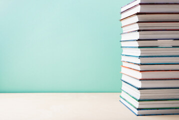 World book and Copyright day, Education concept on Blue Mint Background.