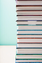 World book and Copyright day, Education concept on Blue Mint Background.