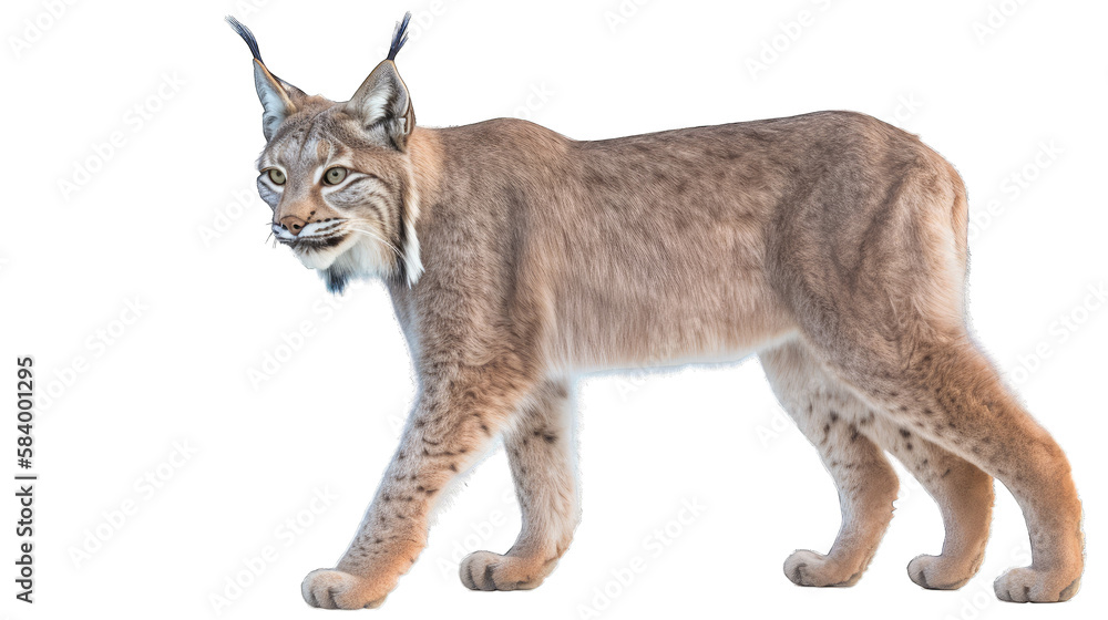 Canvas Prints forrest lynx isolated on white transparent background png. generative ai