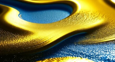 Obraz premium Abstract, Gold and Blue waves, created with Generative AI technology