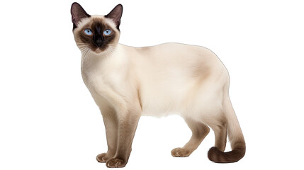 Siamese cat isolated on white transparent background png. Generative AI