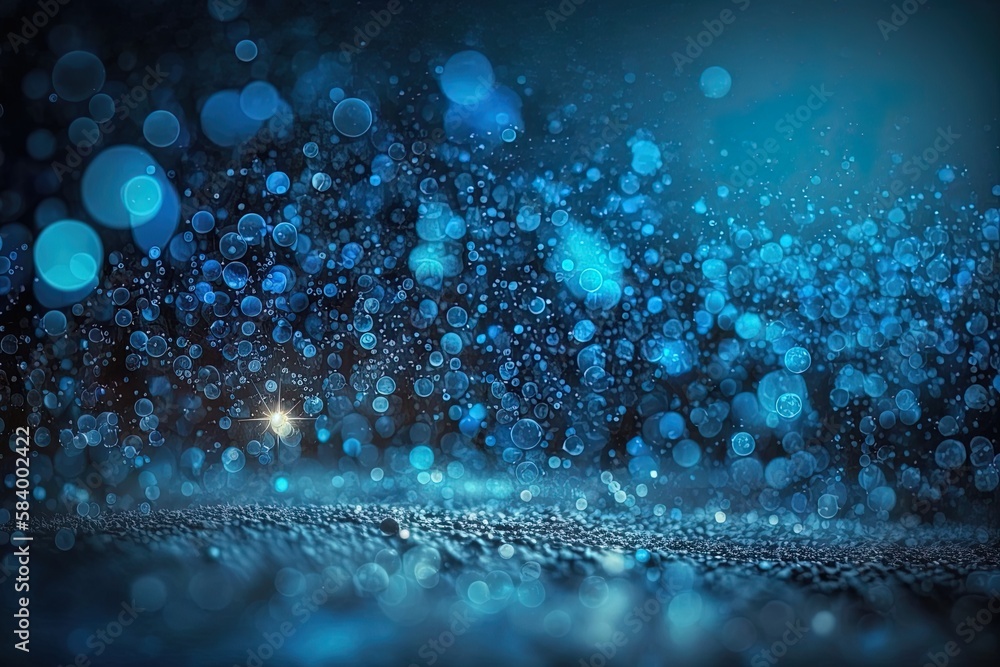 Poster glittering bokeh blue abstract backdrop generative ai