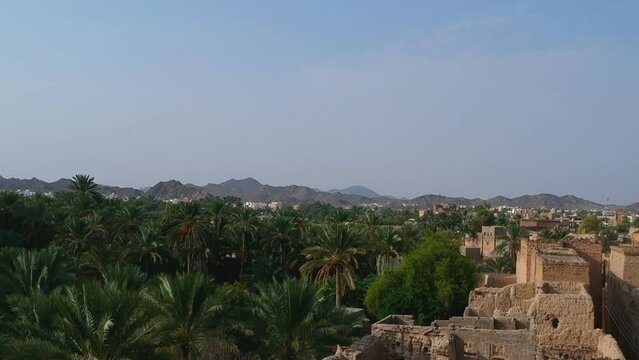 The old village in Ibra Sultanate of Oman called Al Munisifeh (aerial view)