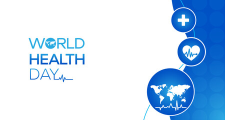 World health day 2023, concept world map, celebrated every year on 7th April. Banner Vector illustration design