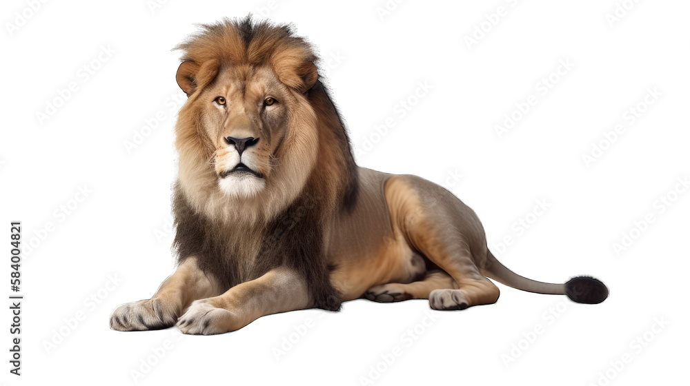 Wall mural lion isolated on white transparent background png. generative ai