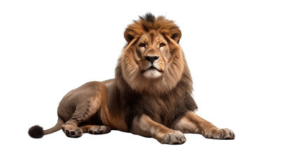 Lion isolated on white transparent background png. Generative AI