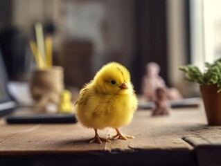 Sweet little chicken on the table