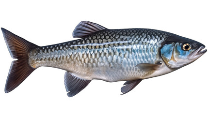 Fototapeta premium River fish isolated on white transparent background png. Generative AI