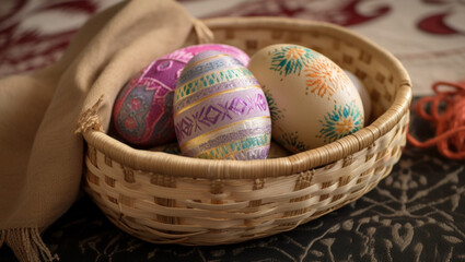 easter eggs in basket, Generative AI