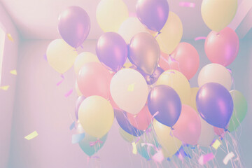 Festive balloons, pastel colors, Generative AI