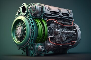Concept of hybrid car engine, generative ai