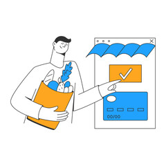 Young man paid online at store