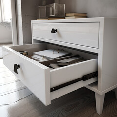 Modern white drawer interior design. Generative AI