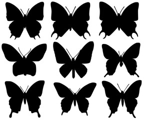 set of butterfly silhouette svg