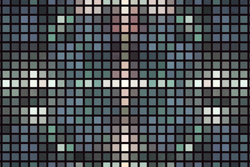 Fototapeta premium Gray multi-colored mosaic pattern of small squares on a black background. Abstract fractal 3D rendering