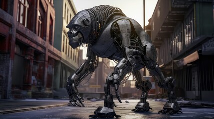 high detail metal robotic gorilla, generative AI