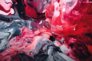  an abstract painting with red, black, and white colors.  generative ai