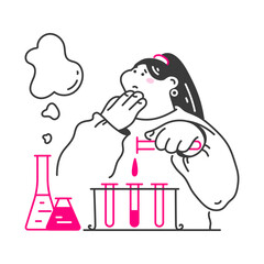 Young girl conducts a chemistry experiment