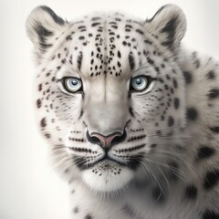 photo of a threatening white jaguar looking straight ahead