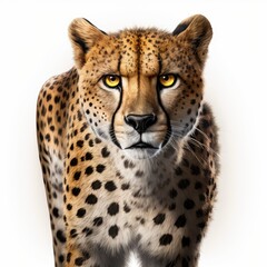 photo of a menacing leopard looking straight ahead - obrazy, fototapety, plakaty