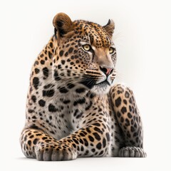 leopard sitting in front of white background