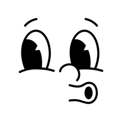 Face for creator of cartoon retro mascot, logo and branding. Monochrome comic happy smiles. Eye and mouth elements. Vintage style 30s, 40s, 50s old animation. Clipart is isolated on a white background