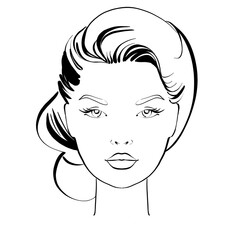 Portrait of a woman on a white background.Woman's face chart for makeup artists. Character design