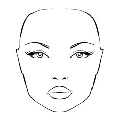 Woman's face chart for makeup artists